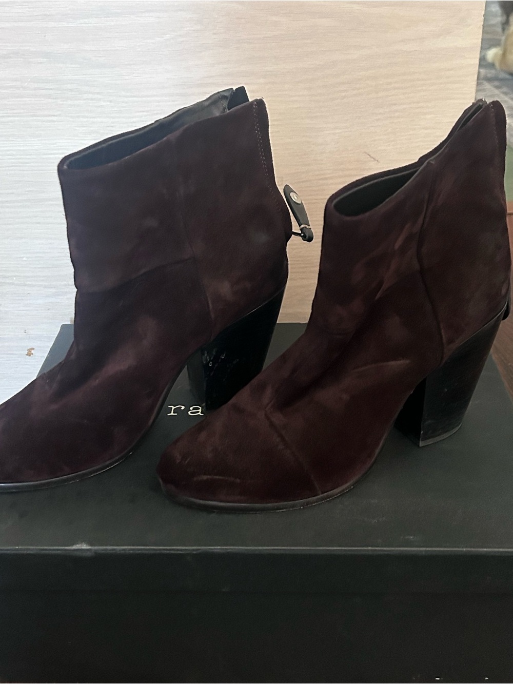 rag & bone Plum Suede Zip-Back Ankle Boots